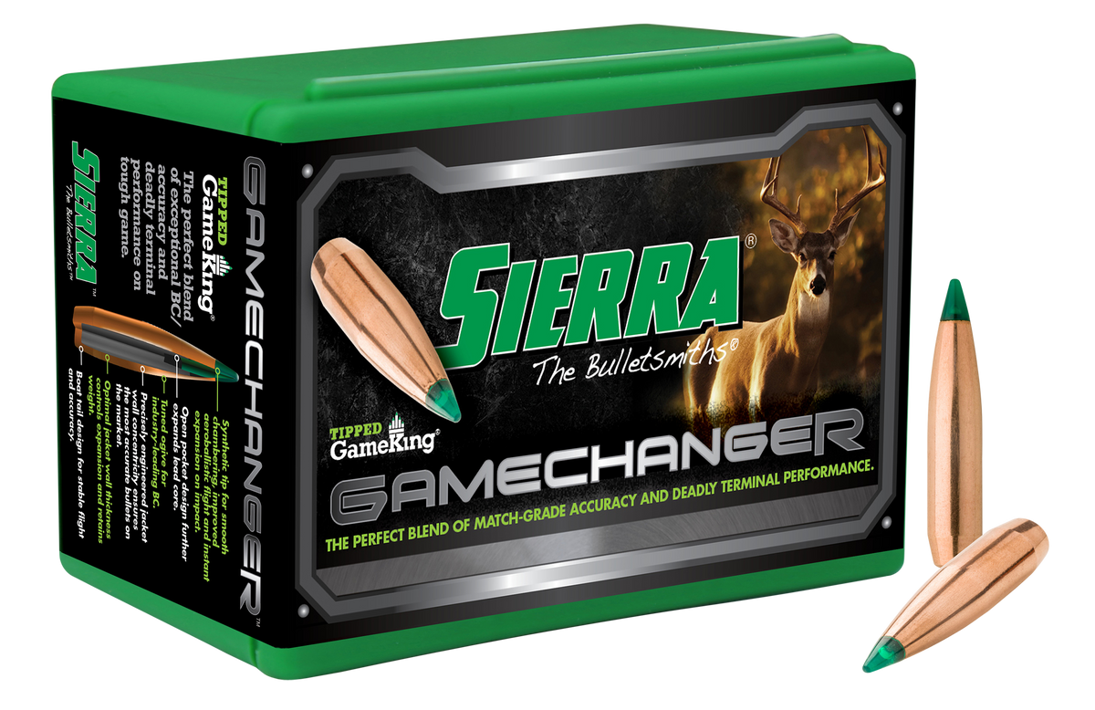 Sierra Tipped GameKing 6mm (.243) 100gr Polymer Tip Boat Tail Reloading Bullets - 100/Box
