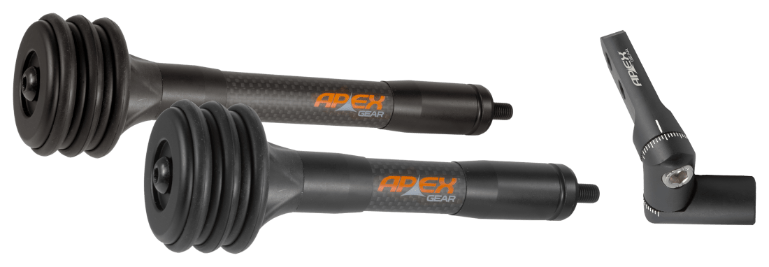 TruGlo Apex End Game Stabilizer Kit 6 in/8 in Carbon Fiber Bow Stabilizer - Matte Black