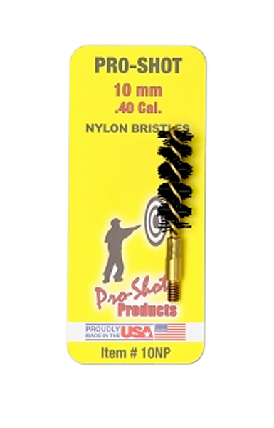 Pro-Shot 10NP Bore Brush .40/10mm Pistol #8-32 Thread Nylon Bristles Brass Core