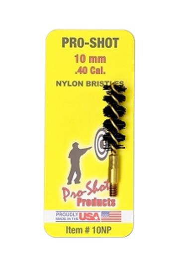 Pro-Shot 10NP Bore Brush .40/10mm Pistol #8-32 Thread Nylon Bristles Brass Core