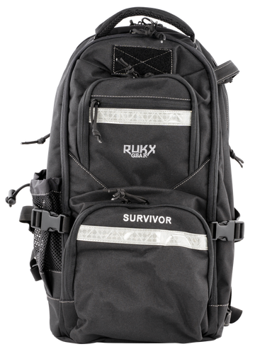 RUKX Gear Survivor Backpack Black 600D Polyester 20" x 11" x 10"