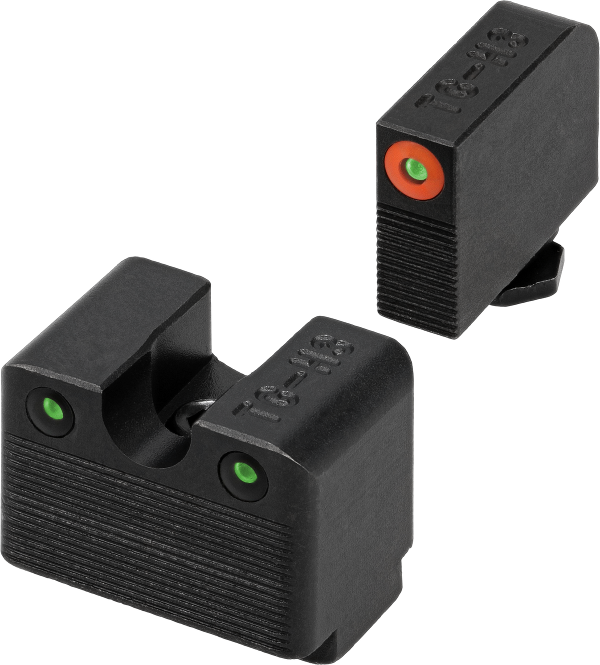 TruGlo Tritium Pro Glock 42/43/43X/48 MOS Night Sight Set - Green Tritium Orange Outline Front
