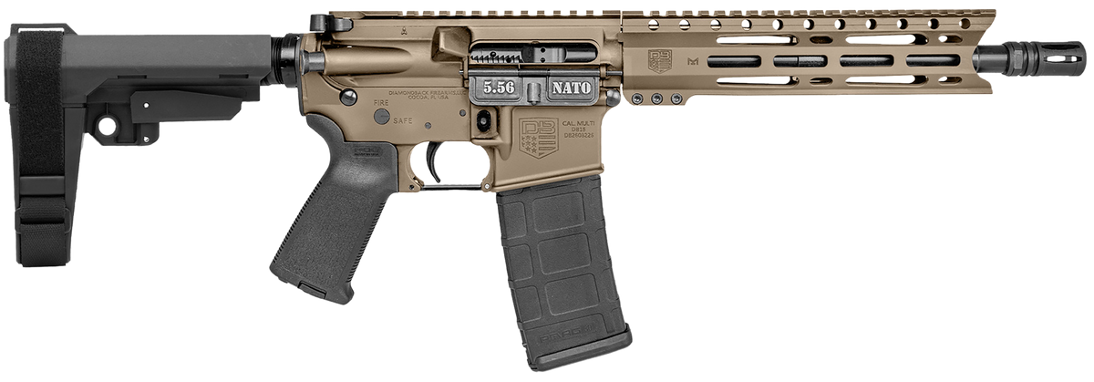 Diamondback DB15 5.56 NATO 10" 30+1 Semi-Auto AR Pistol - FDE Cerakote SBA3 Brace