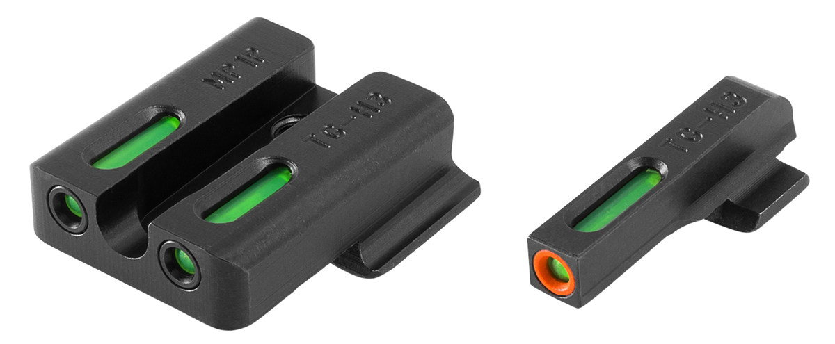 TruGlo TFX Pro S&W M&P Shield Tritium Fiber Optic Sight Set - Green w/ Orange Outline Front - Black Nitride