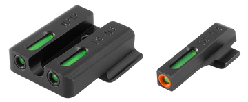 TruGlo TFX Pro S&W M&P Shield Tritium Fiber Optic Sight Set - Green w/ Orange Outline Front - Black Nitride