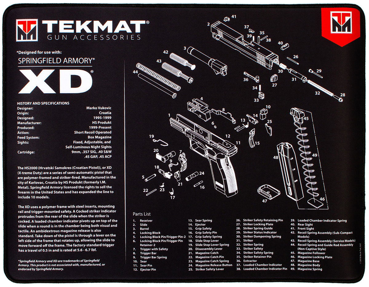TekMat Ultra 20 Springfield XD 15"x20" Handgun Cleaning Mat