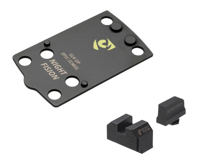 Night Fision GLK-OPBS-ACRO-MOS-YGZX Optic Plate + Backup Sight Combo - ACRO Footprint - Fits Glock 43X MOS