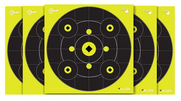 EZ-Aim Splash Reactive 12" Bullseye Gallery Non-Adhesive Paper Target - Black/Yellow - 12 Pack