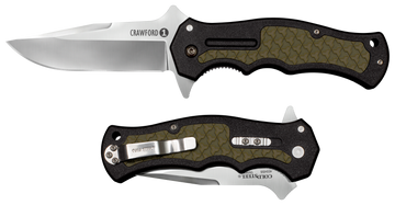 Cold Steel Crawford 1 3.5" Folding Clip Point Plain Edge 4034 SS Black w/OD Green GRN Handle