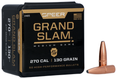 Speer Ammo 1465 Grand Slam 270 Cal 130gr Soft Point Rifle Reloading Bullets - 50/Box