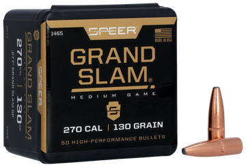 Speer Ammo 1465 Grand Slam 270 Cal 130gr Soft Point Rifle Reloading Bullets - 50/Box