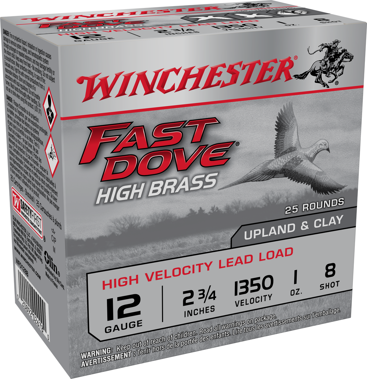 Winchester Ammo Fast Dove & Clay High Brass 12 Gauge 2.75" 1 oz 8 Shot 25 Rd - Box or Case