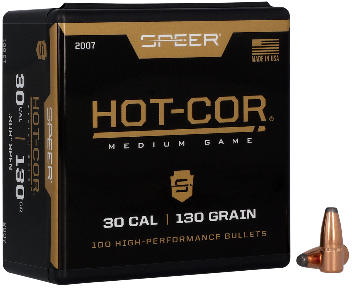 Speer Ammo 2007 Hot-Cor .308 30 Cal 130gr Soft Point Flat Nose - 100/Box