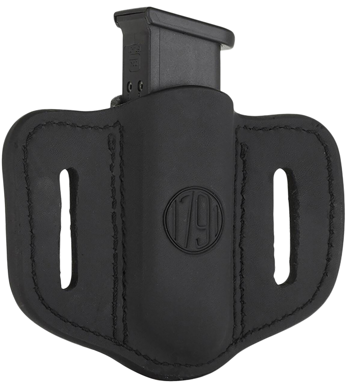 1791 Gunleather MAG1.2 Single Mag Holster Double Stack Belt Slide - Stealth Black Leather