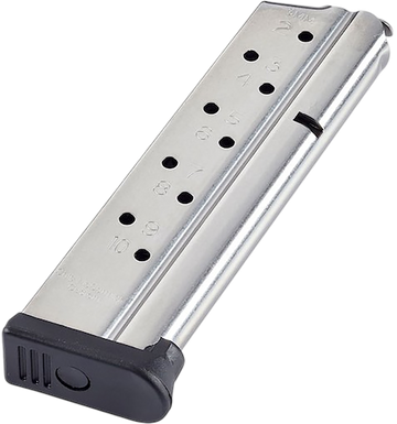 Chip McCormick Custom Range Pro 1911 Full Size 9mm 10rd Stainless Steel / Black Fluoropolymer Magazine