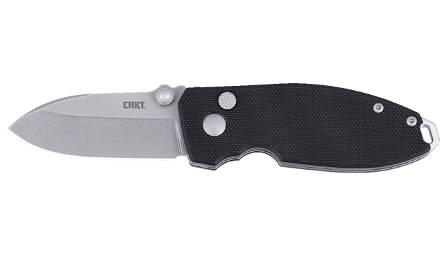 Columbia River 2474C Squid 2.27" Folding Drop Point Plain D2 Stonewash Black G10 Button Lock Knife
