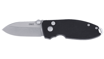 Columbia River 2474C Squid 2.27" Folding Drop Point Plain D2 Stonewash Black G10 Button Lock Knife