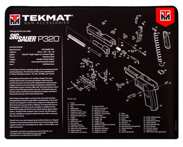 TekMat Sig Sauer P320 Ultra 20 Cleaning Mat 15"x20" Black/White Rubber