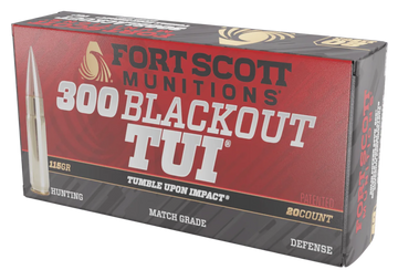 Fort Scott Munitions Tumble Upon Impact (TUI) 300 Blackout 115gr Solid Copper Spun - Box or Case