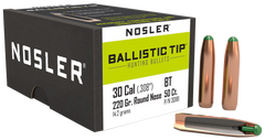 Nosler Ballistic Tip Hunting 30 Cal .308 220 gr Round Nose 50/Box