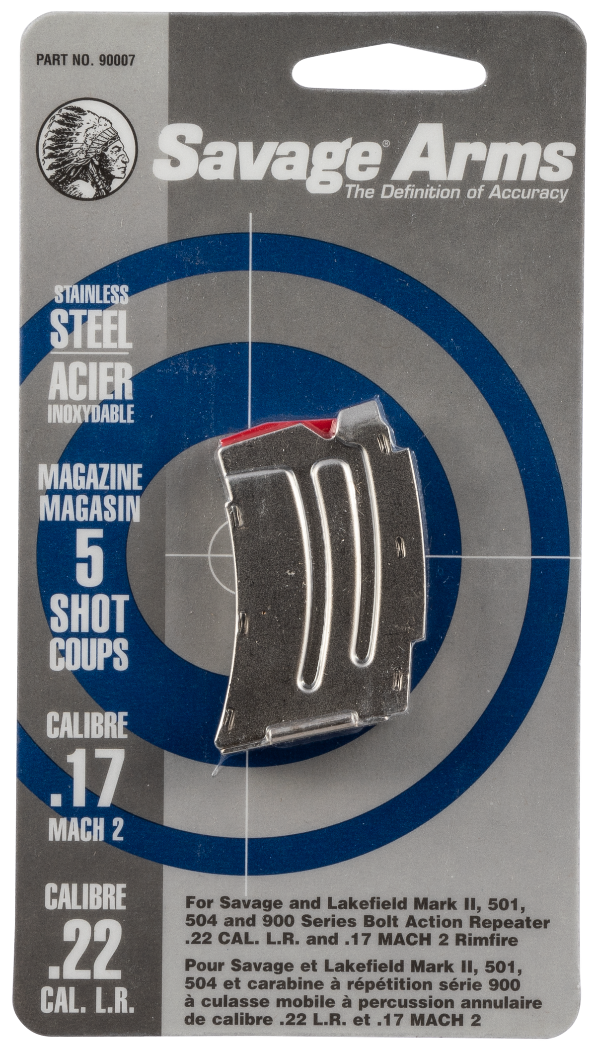 Savage 90007 MK II 22 LR / 17 Mach 2 5-Rd Stainless Detachable Magazine