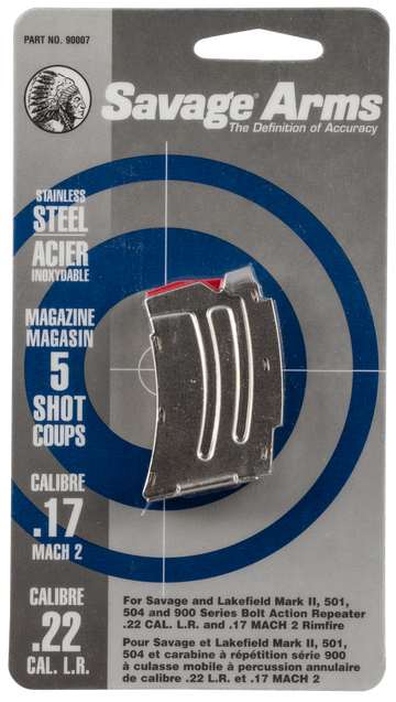 Savage 90007 MK II 22 LR / 17 Mach 2 5-Rd Stainless Detachable Magazine