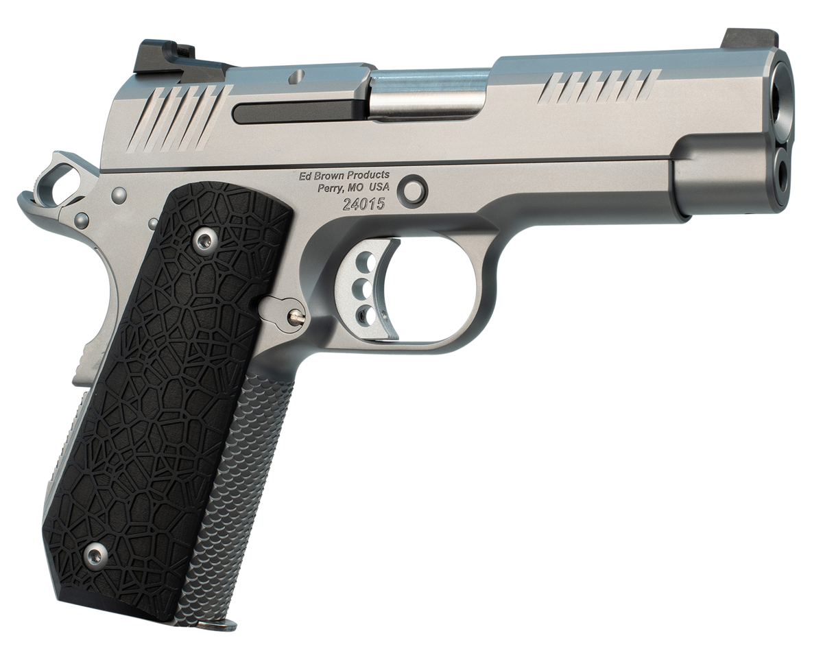 Ed Brown EVO KC9 1911 9mm Luger 4" 9+1 SAO Pistol - Snakeskin Serrated Stainless Bobtail