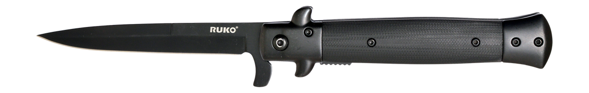 Rynoblade Knives RUKO RUK0184BK 4" Folding Plain Edge 420A Stainless - Blackout G10