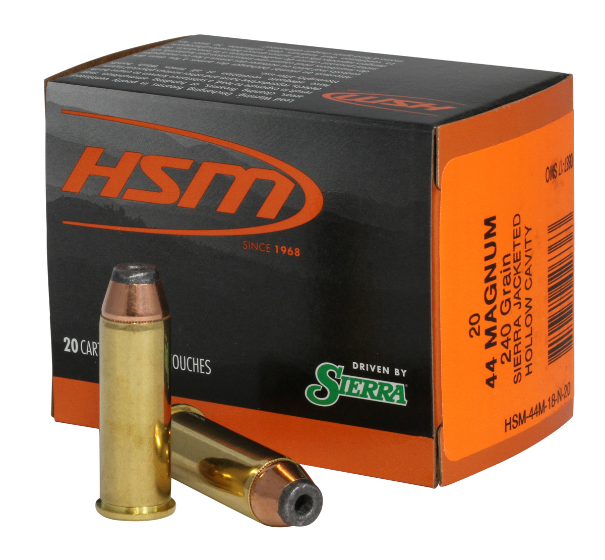 HSM Pro Pistol 44 Rem Mag 240gr Jacketed Hollow Cavity 20 Rd - Box or Case