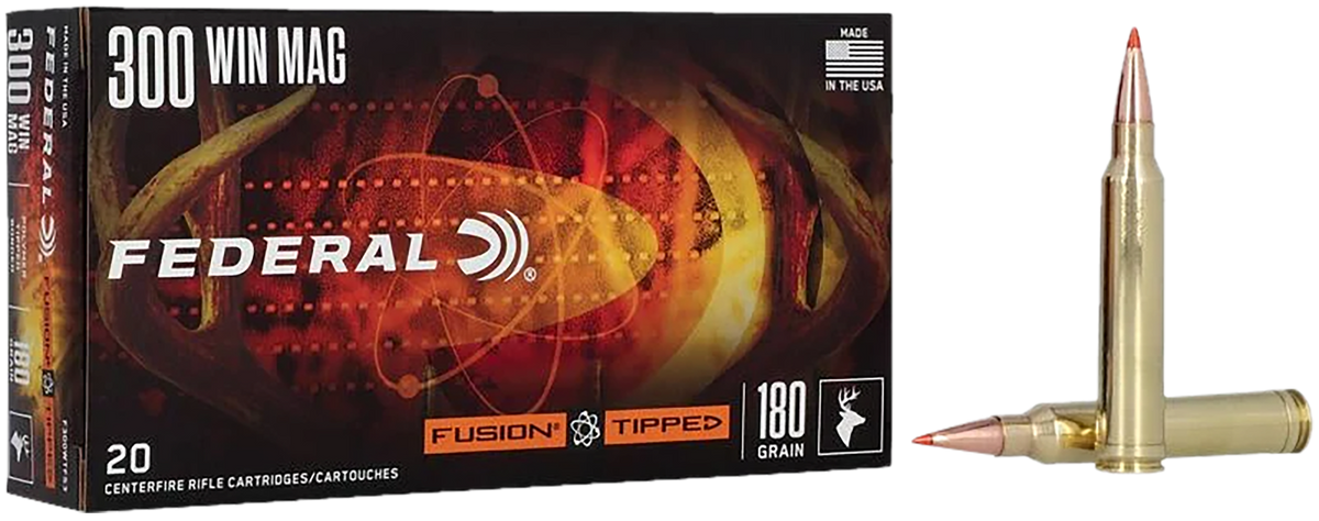 Federal Fusion Tipped 300 Win Mag 180gr Bonded Soft Point Rifle Ammo - Box or Case