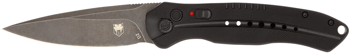 CobraTec Knives Diablo 3.5" Folding Automatic D2 Steel Black Stonewashed Blade - Black G10 Handle