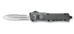 CobraTec CTK-1 Large 3.75" OTF Dagger Part Serrated D2 Steel Stonewashed Aluminum Handle