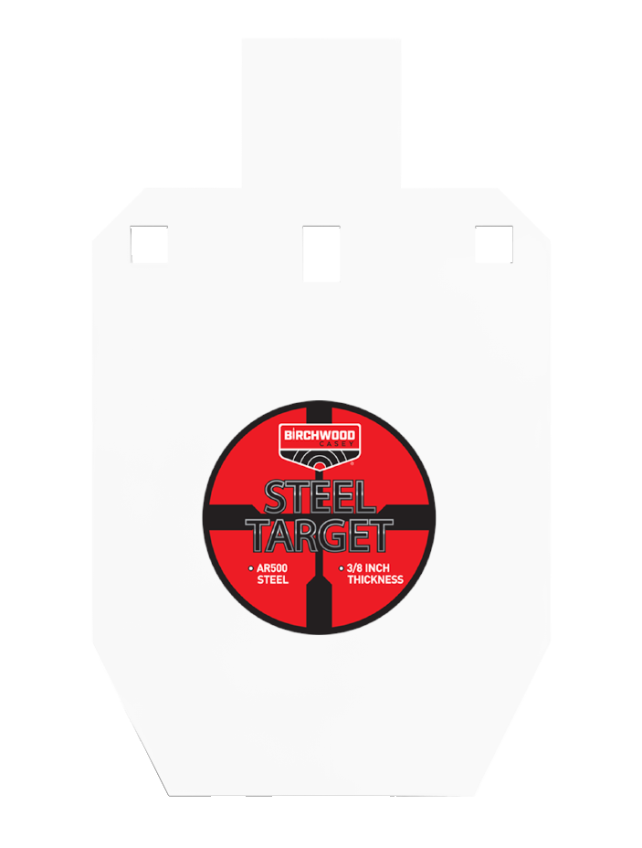 Birchwood Casey 1/3 IPSC Silhouette AR500 Steel Target 0.38" Pistol/Rifle Black/Red/White Hanging