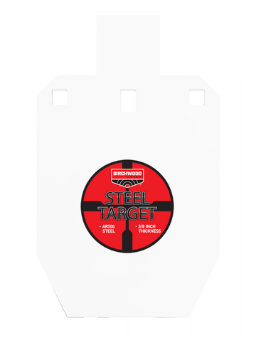 Birchwood Casey 1/3 IPSC Silhouette AR500 Steel Target 0.38" Pistol/Rifle Black/Red/White Hanging