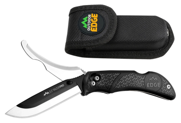 Outdoor Edge RazorPro 3.50" Folding Razor/Gut Plain 420J2 SS Black TPR Handle