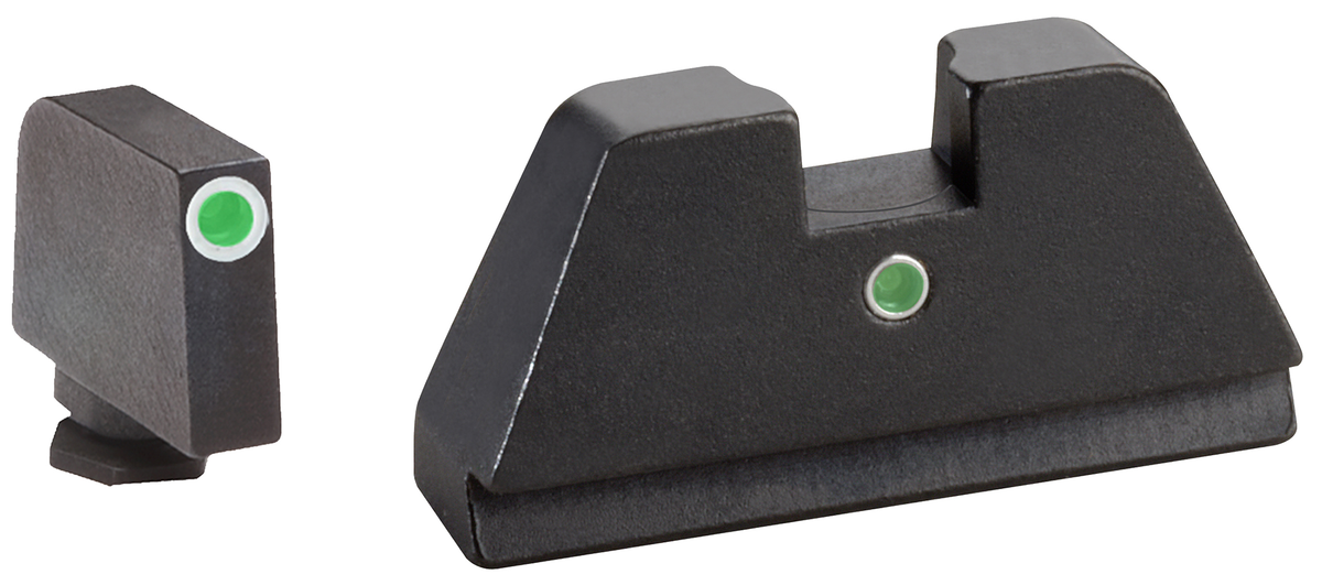 AmeriGlo GL191 i-Dot Optic Compatible Sight Set for Glock XL Tall - Green Tritium White Outline Front / Green Tritium Rear