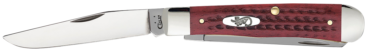 Case 00783 Trapper Medium 3.25"/3.27" Folding Clip Point/Spey Plain Mirror Polished Tru-Sharp SS Corn Cob Jigged Old Red Bone