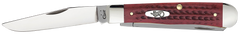 Case 00783 Trapper Medium 3.25"/3.27" Folding Clip Point/Spey Plain Mirror Polished Tru-Sharp SS Corn Cob Jigged Old Red Bone