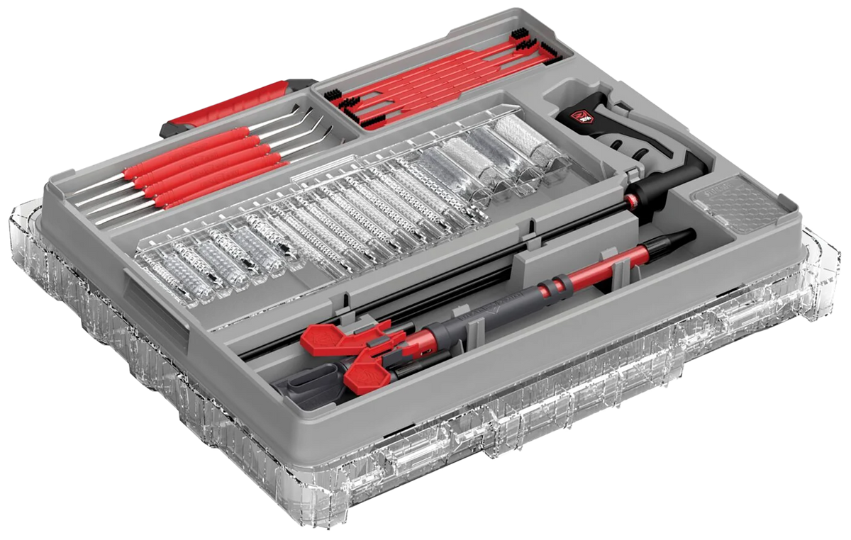 Real Avid Bore-Max Master Cleaning Kit & Mobile Workstation Multi-Cal .22-.45 Cal / 12-20 GA Gray/Red