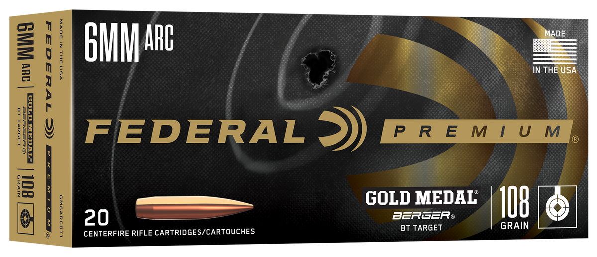 Federal Premium Gold Medal Berger 6mm ARC 108gr OTM 20 Rd - Box or Case
