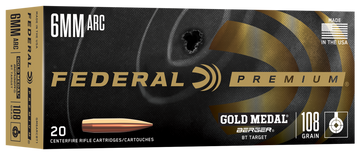 Federal Premium Gold Medal Berger 6mm ARC 108gr OTM 20 Rd - Box or Case
