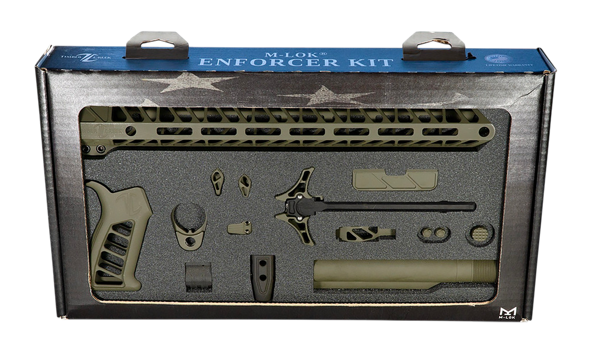 Timber Creek Outdoors Enforcer Complete AR-15 Build Kit 15\" M-LOK OD Green Aluminum