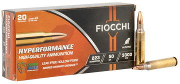 Fiocchi Hyperformance 223 Rem 50gr Hollow Point 20 Bx/10 Cs - Box or Case