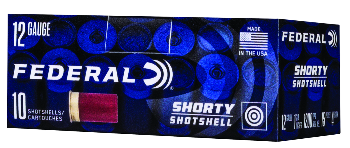 Federal Shorty 12 Gauge 1.75" 4 Buck 15 Pellet 10 Rd - Box or Case