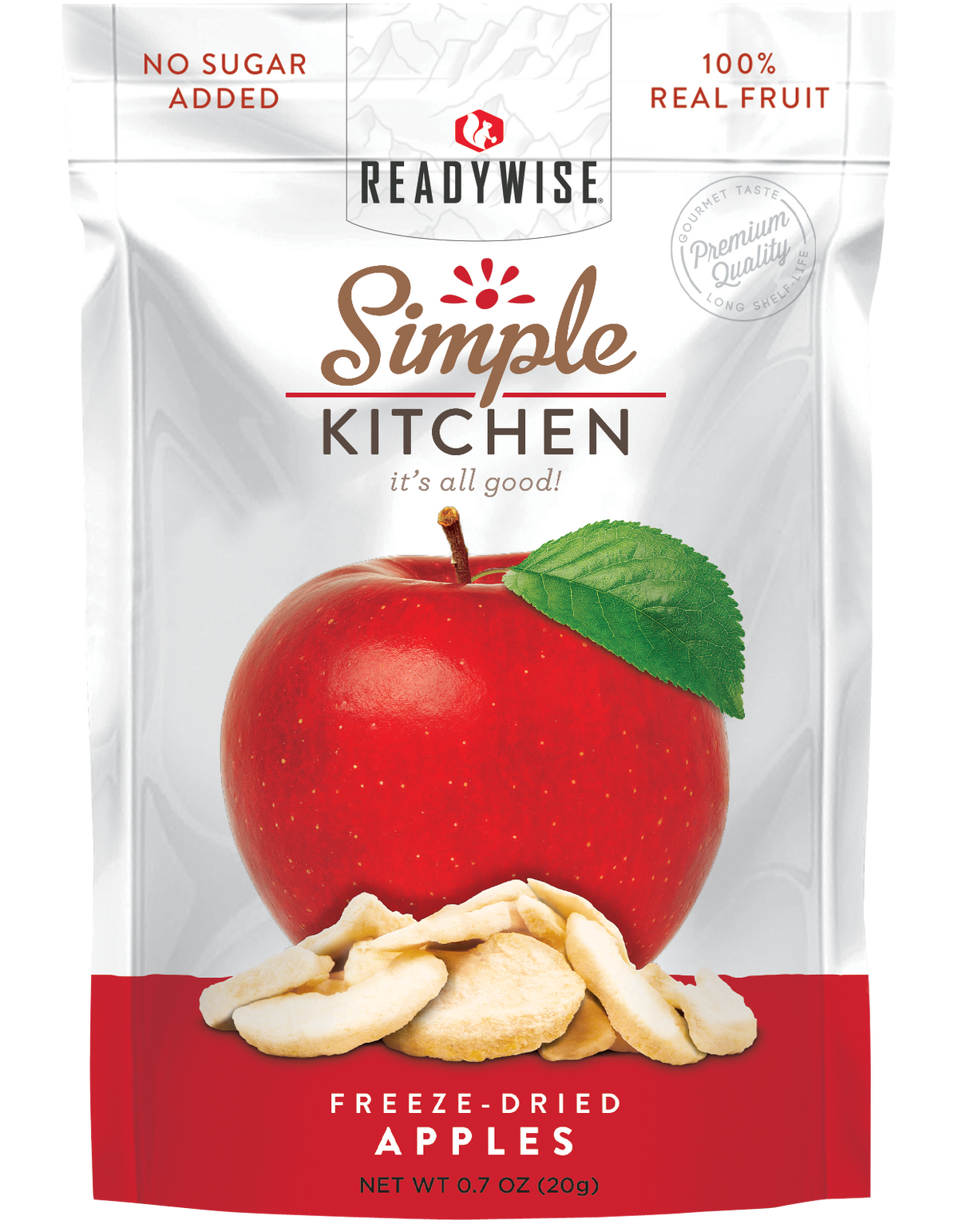 ReadyWise Simple Kitchen Freeze Dried Fruit Sweet Apples 1 Serving Pouch - 6 Pouch Case