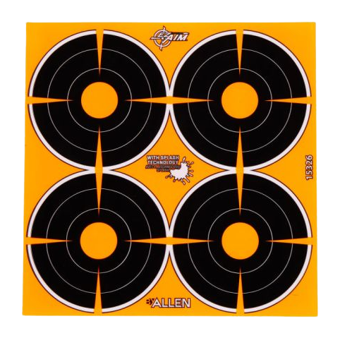 Allen EZ Aim Splash Adhesive Target Black/Orange 3" 12 Sheets (48 Bullseyes)