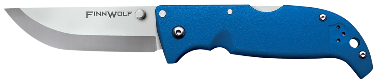 Cold Steel Finn Wolf 3.5" Folding Straight Back Plain AUS-8A Blue Griv-Ex Handle