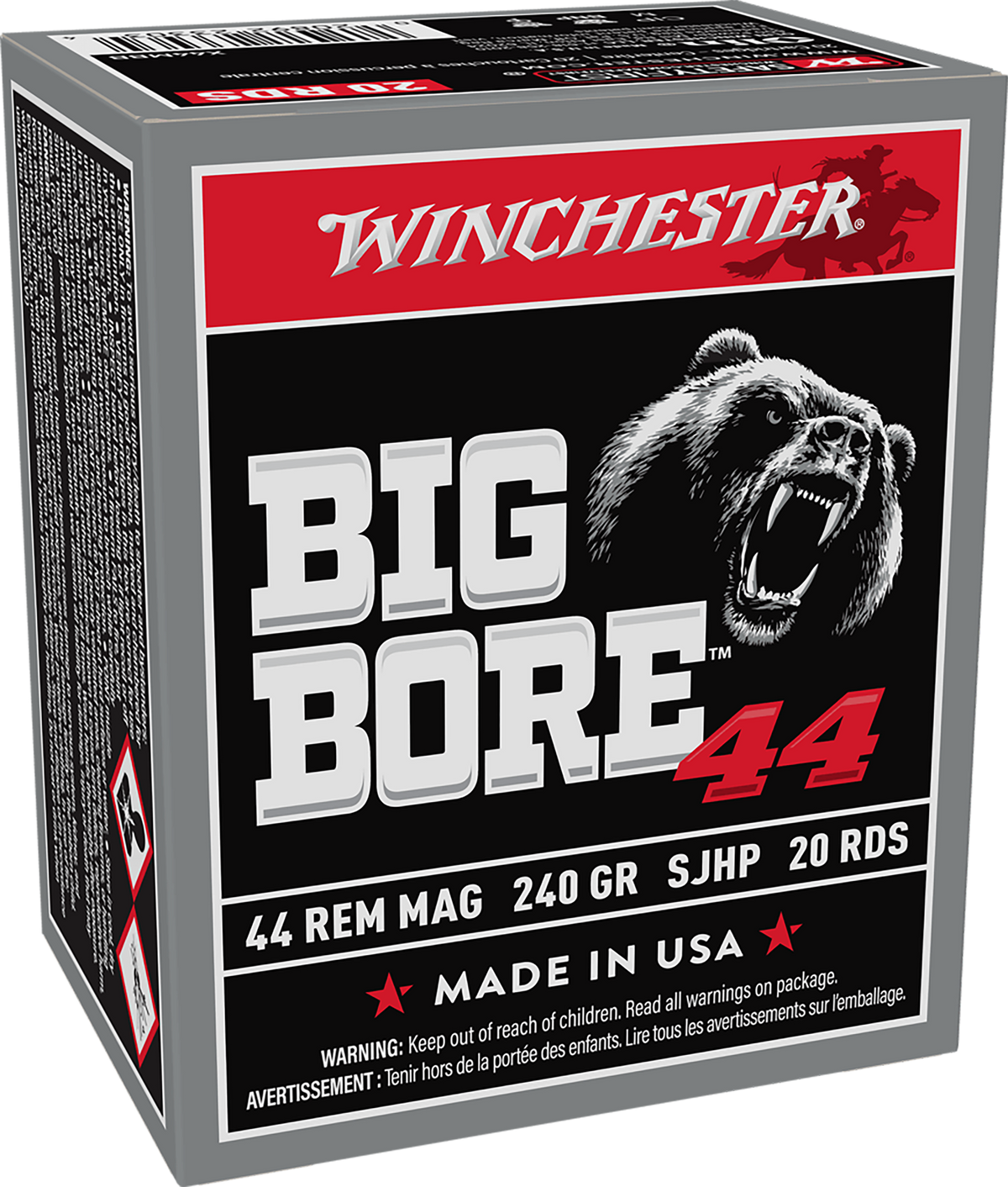 Winchester Ammo Big Bore 44 Rem Mag 240gr SJHP 20 Rd - Box or Case