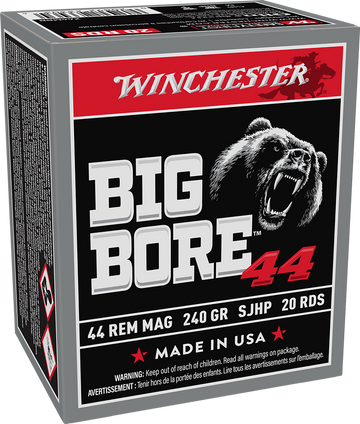 Winchester Ammo Big Bore 44 Rem Mag 240gr SJHP 20 Rd - Box or Case