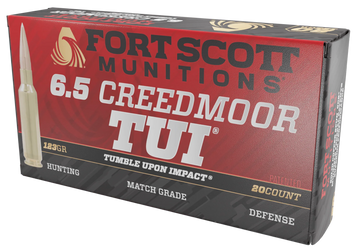 Fort Scott Munitions Tumble Upon Impact (TUI) 6.5 Creedmoor 123 gr Solid Copper Spun - Box or Case